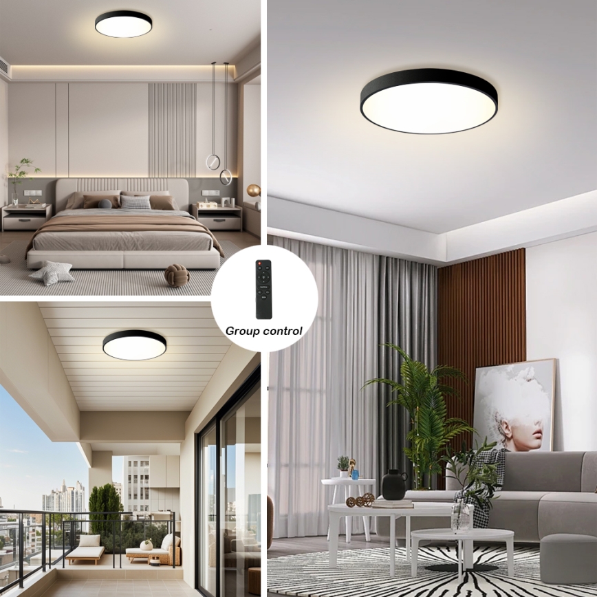 Brilagi - LED Dæmpbart Loftlampe POOL LED/60W/230V 3000-6000K Ø 60 cm sort + afstandsbetjening