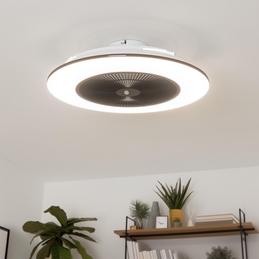 Brilagi - LED dæmpbart loftlys med ventilator AURA LED/38W/230V 3000-6000K sort + fjernbetjening