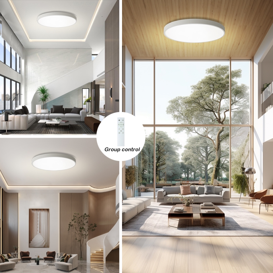 Brilagi - LED Dæmpbart Loftlampe POOL SMART LED/128W/230V 3000-6000K Ø 100 cm Wi-Fi Tuya Hvid + fjernbetjening