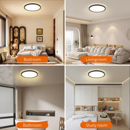 Brilagi - LED dæmpbart lysarmatur med bevægelses- og skumringssensor ULTRA SLIM LED/24W/230V Ø 42 cm + fjernbetjening