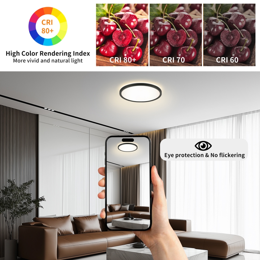 Brilagi - LED dæmpbart lysarmatur med bevægelses- og skumringssensor ULTRA SLIM LED/24W/230V Ø 42 cm + fjernbetjening