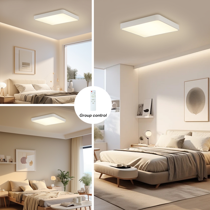 Brilagi - LED Dæmpbar loftlampe POOL LED/36W/230V 3000-6000K 40x40 cm hvid + fjernbetjening