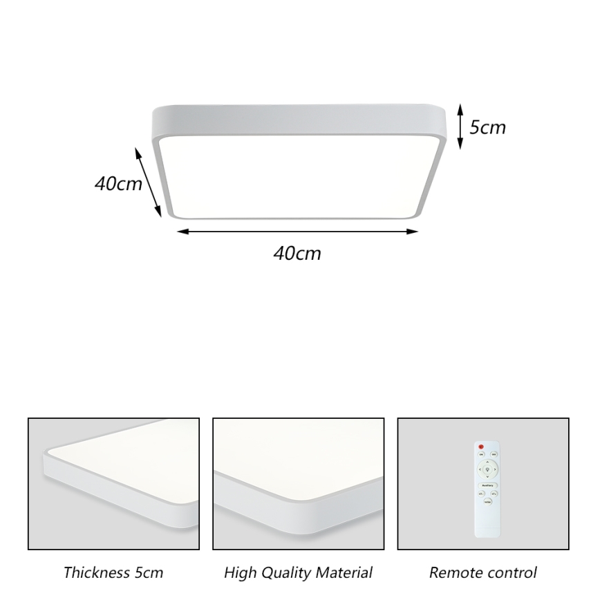 Brilagi - LED Dæmpbar loftlampe POOL LED/36W/230V 3000-6000K 40x40 cm hvid + fjernbetjening