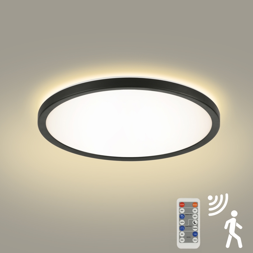 Brilagi - LED dæmpbart lysarmatur med bevægelses- og skumringssensor ULTRA SLIM LED/24W/230V Ø 42 cm + fjernbetjening
