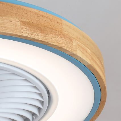 Brilagi - LED Dæmpbar loftlampe med ventilator LED/38W/230V 3000-6500K 3000-6500K pr. 50 cm blå/eg + fjernbetjening