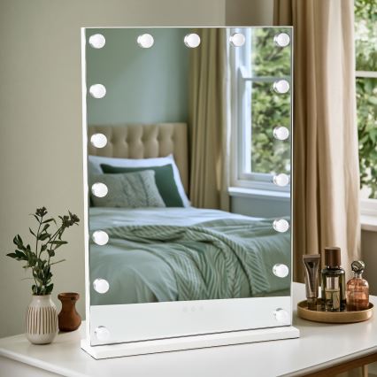 BRILAGI - LED Dæmpbart makeupspejl HOLLYWOOD LED/15W/230V CCT + 2x USB 55x77 cm hvid
