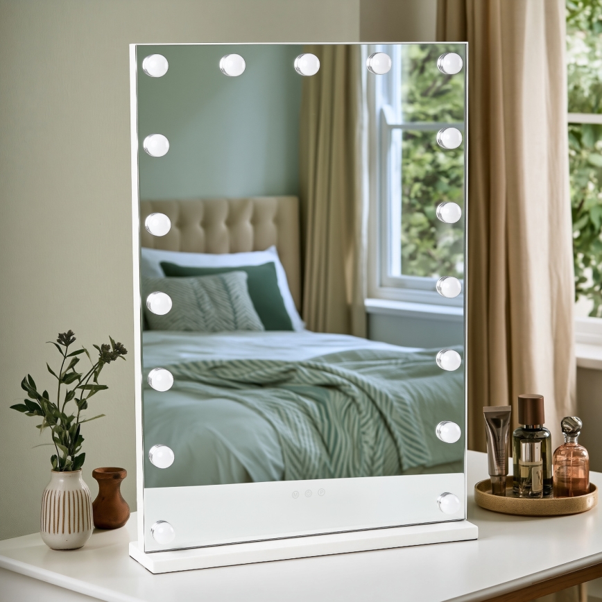 BRILAGI - LED Dæmpbart makeupspejl HOLLYWOOD LED/15W/230V CCT + 2x USB 55x77 cm hvid