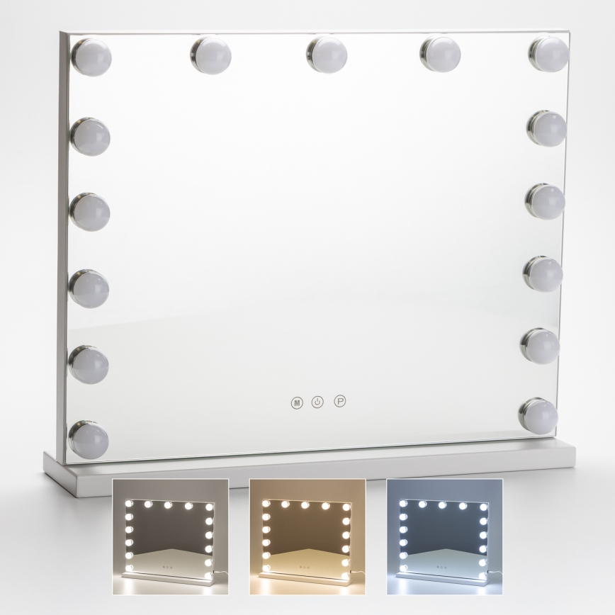 BRILAGI - LED Dæmpbart make-up-spejl HOLLYWOOD LED/15W/230V CCT + USB hvid