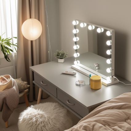 BRILAGI - LED Dæmpbart make-up-spejl HOLLYWOOD LED/15W/230V CCT + USB hvid