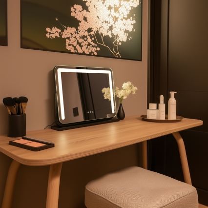 BRILAGI - LED-dæmpbart makeup-spejl CALIFORNIA LED/22W/230V 3000/4000/6500K 58x43 cm sort