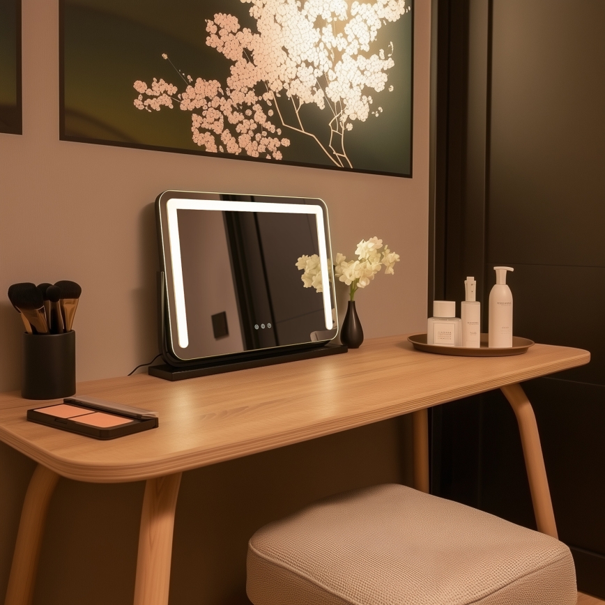 BRILAGI - LED-dæmpbart makeup-spejl CALIFORNIA LED/22W/230V 3000/4000/6500K 58x43 cm sort