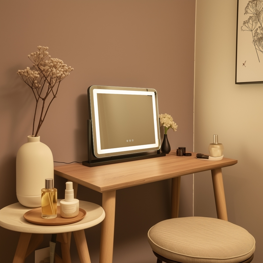 BRILAGI - LED-dæmpbart make-up-spejl CALIFORNIA LED/25W/230V 3000/4000/6500K 55x44 cm sort