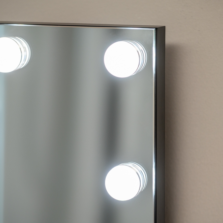 BRILAGI - LED dæmpbart make-up-spejl HOLLYWOOD LED/15W/230V CCT + 2x USB 60x50 cm sort
