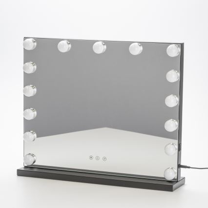 BRILAGI - LED Dæmpbart makeup-spejl HOLLYWOOD LED/15W/230V CCT + USB sort