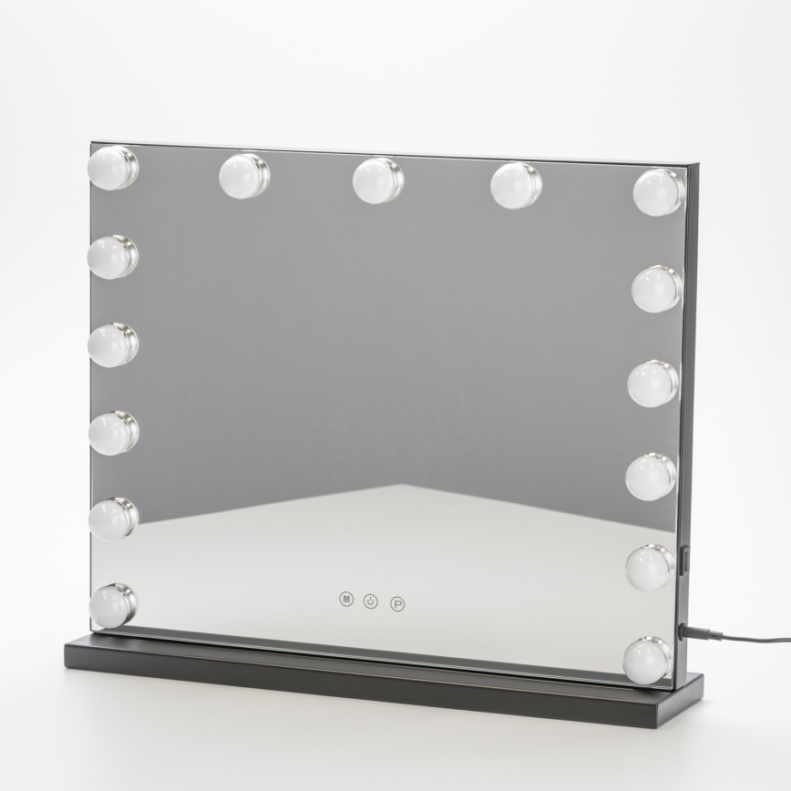BRILAGI - LED Dæmpbart makeup-spejl HOLLYWOOD LED/15W/230V CCT + USB sort
