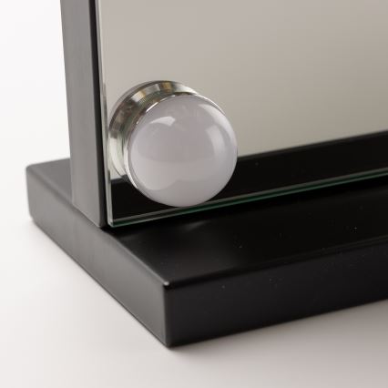 BRILAGI - LED Dæmpbart makeup-spejl HOLLYWOOD LED/15W/230V CCT + USB sort