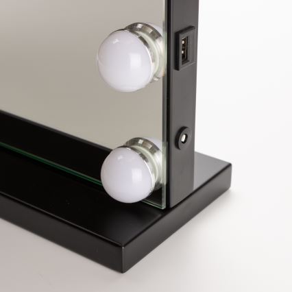 BRILAGI - LED Dæmpbart makeup-spejl HOLLYWOOD LED/15W/230V CCT + USB sort