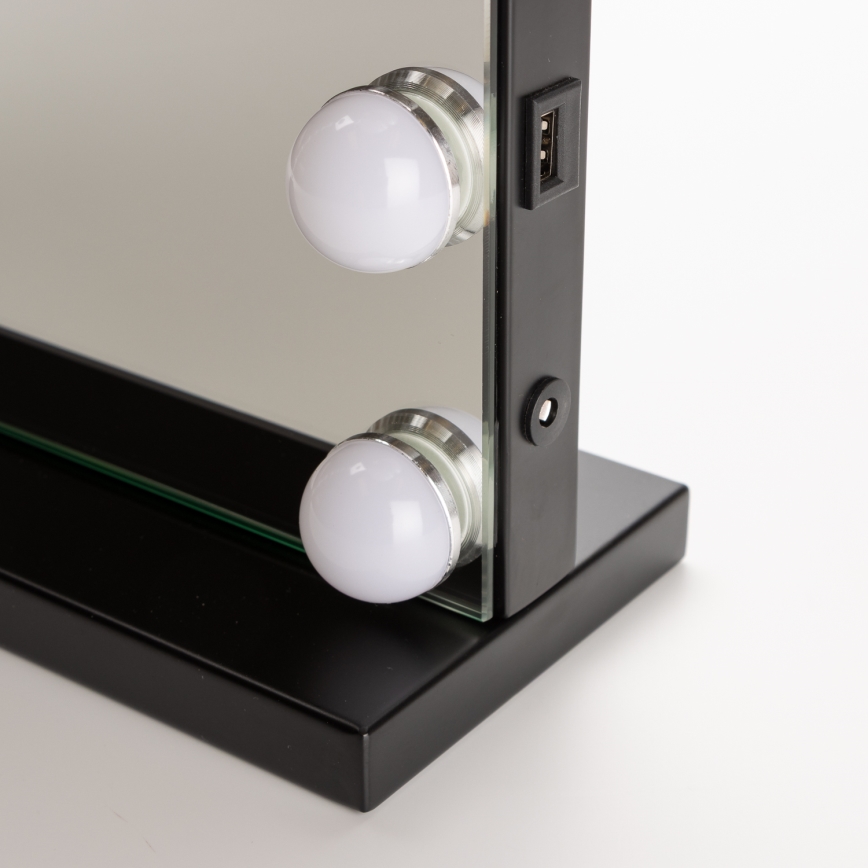 BRILAGI - LED Dæmpbart makeup-spejl HOLLYWOOD LED/15W/230V CCT + USB sort