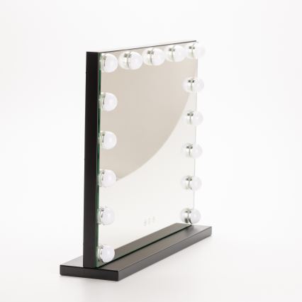 BRILAGI - LED Dæmpbart makeup-spejl HOLLYWOOD LED/15W/230V CCT + USB sort