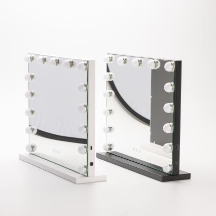 BRILAGI - LED Dæmpbart makeup-spejl HOLLYWOOD LED/15W/230V CCT + USB sort