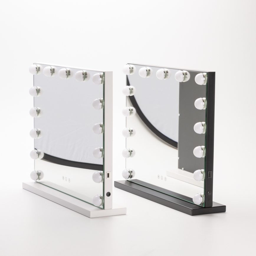 BRILAGI - LED Dæmpbart makeup-spejl HOLLYWOOD LED/15W/230V CCT + USB sort