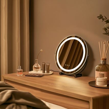 BRILAGI - LED dæmpbar makeup-spejl CALIFORNIA LED/17W/230V 3000/4000/6500K Ø 42 cm sort