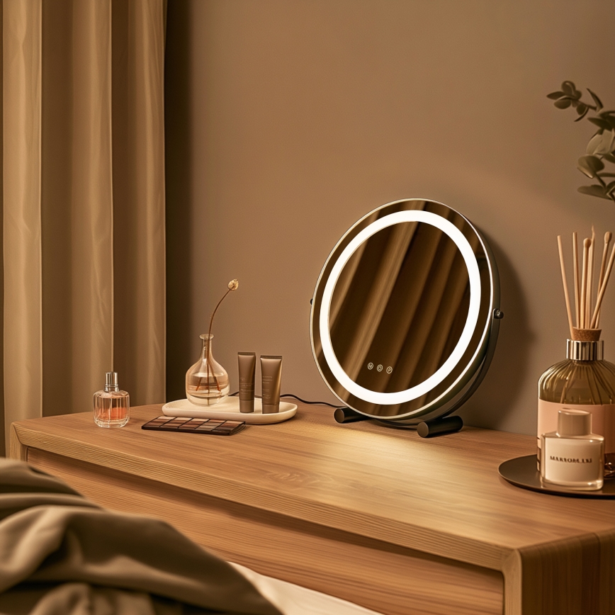 BRILAGI - LED dæmpbar makeup-spejl CALIFORNIA LED/17W/230V 3000/4000/6500K Ø 42 cm sort
