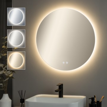 Brilagi - LED-dæmpbart opvarmet badeværelsesspejl med bagbelysning DEMI PRO LED/20W/230V Ø 60 cm 3000/4000/6500K IP44 CRI 90