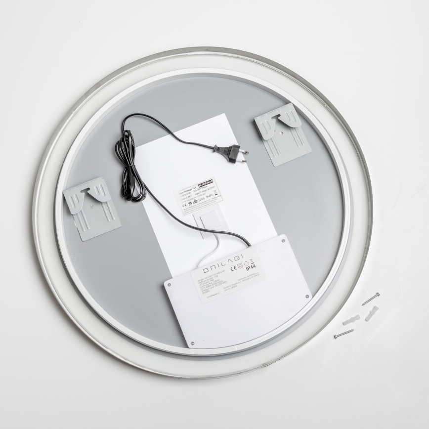 Brilagi - LED-dæmpbart opvarmet badeværelsesspejl med baggrundsbelysning ALU PRO LED/18W/230V Ø 60 cm 3000/4000/6500K IP44 blank krom CRI 90