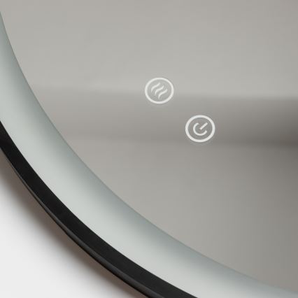 Brilagi - LED dæmpbart opvarmet badeværelsesspejl med indbygget belysning ALU PRO LED/18W/230V Ø 60 cm 3000/4000/6500K IP44 sort CRI 90