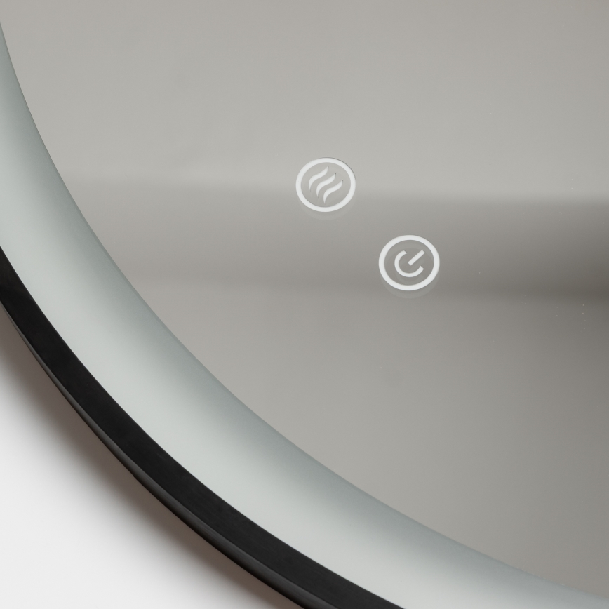 Brilagi - LED dæmpbart opvarmet badeværelsesspejl med indbygget belysning ALU PRO LED/18W/230V Ø 60 cm 3000/4000/6500K IP44 sort CRI 90