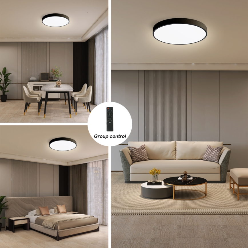 Brilagi - LED Dæmpbar loftlampe POOL SMART LED/48W/230V 40 cm 3000-6000K Wi-Fi Tuya + fjernbetjening sort