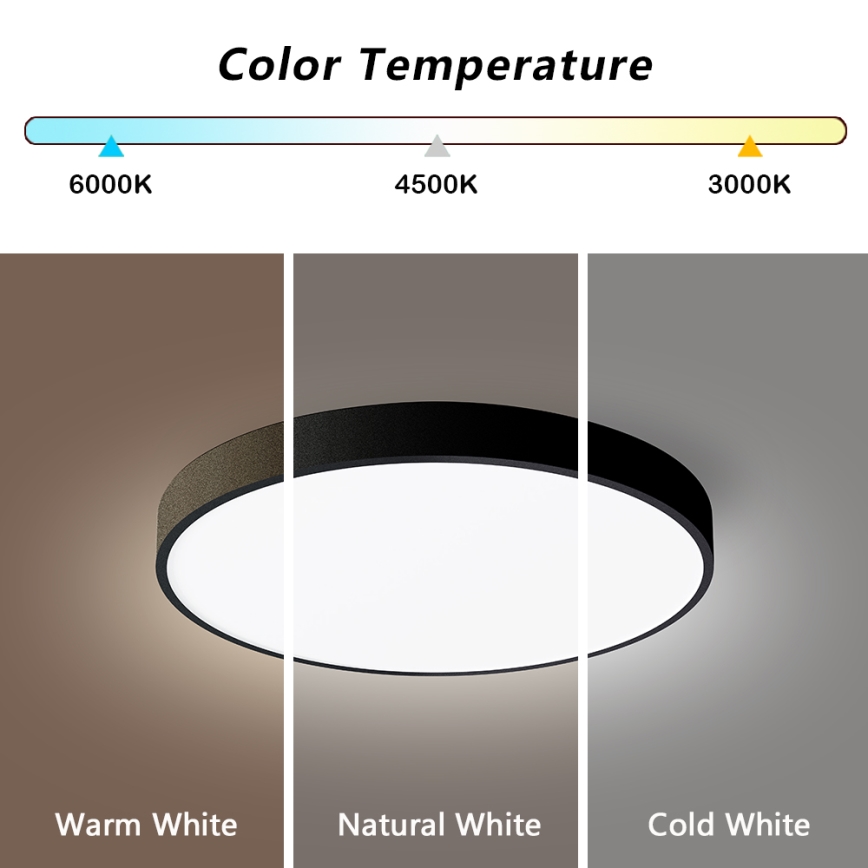 Brilagi - LED Dæmpbar loftlampe POOL SMART LED/48W/230V 40 cm 3000-6000K Wi-Fi Tuya + fjernbetjening sort