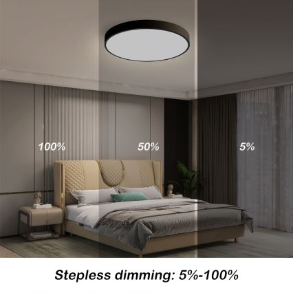 Brilagi - LED Dæmpbar loftlampe POOL SMART LED/48W/230V 40 cm 3000-6000K Wi-Fi Tuya + fjernbetjening sort