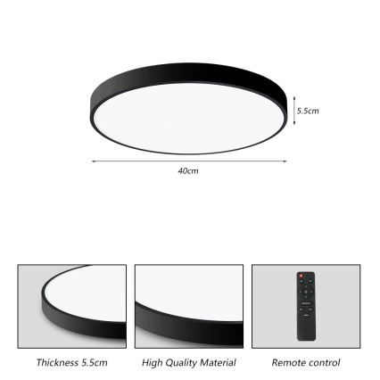 Brilagi - LED Dæmpbar loftlampe POOL SMART LED/48W/230V 40 cm 3000-6000K Wi-Fi Tuya + fjernbetjening sort