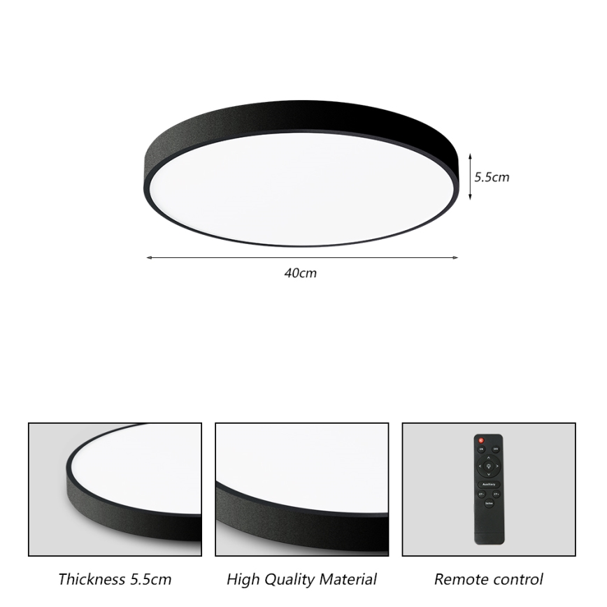 Brilagi - LED Dæmpbar loftlampe POOL SMART LED/48W/230V 40 cm 3000-6000K Wi-Fi Tuya + fjernbetjening sort