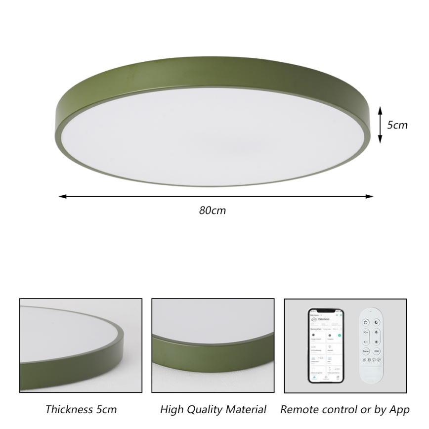 Brilagi - Dæmpbart LED-armatur POOL SMART LED/100W/230V Ø 80 cm 3000-6000K Wi-Fi Tuya + fjernbetjening grøn