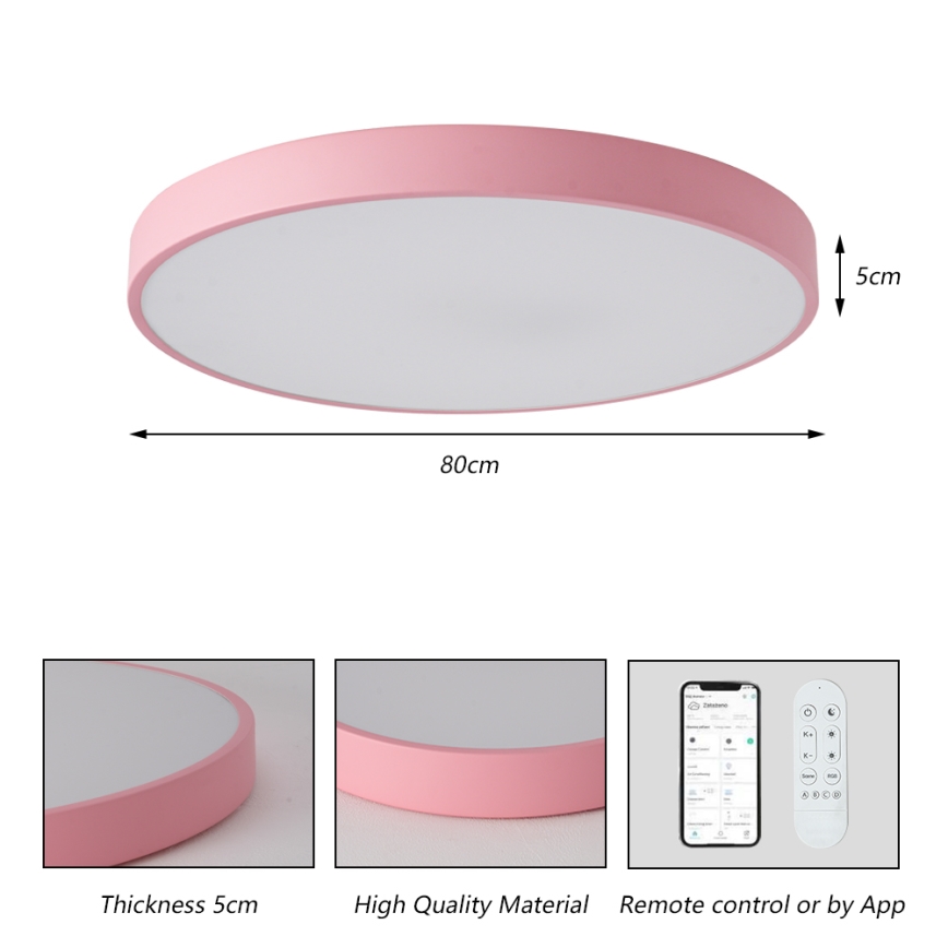 Brilagi - Dæmpbar LED-armatur POOL SMART LED/100W/230V Ø 80 cm 3000-6000K Wi-Fi Tuya + fjernbetjening lyserød