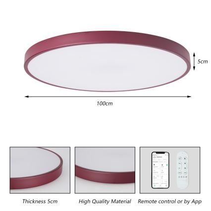 Brilagi - LED-dæmpbart poolarmatur POOL SMART LED/128W/230V Ø 100 cm 3000-6000K Wi-Fi Tuya + fjernbetjening bordeaux