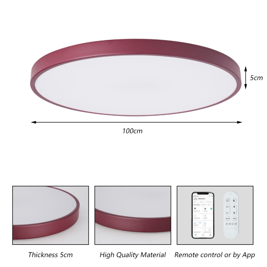 Brilagi - LED-dæmpbart poolarmatur POOL SMART LED/128W/230V Ø 100 cm 3000-6000K Wi-Fi Tuya + fjernbetjening bordeaux