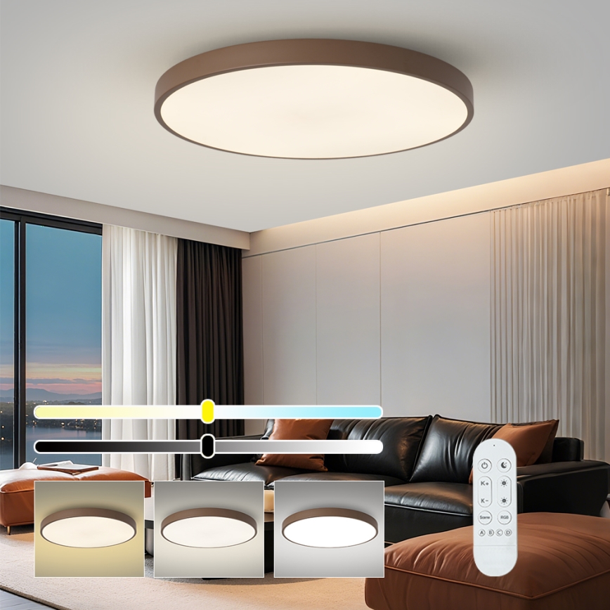 Brilagi - Dæmpbar LED-armatur POOL SMART LED/128W/230V Ø 100 cm 3000–6000K Wi-Fi Tuya + fjernbetjening brun