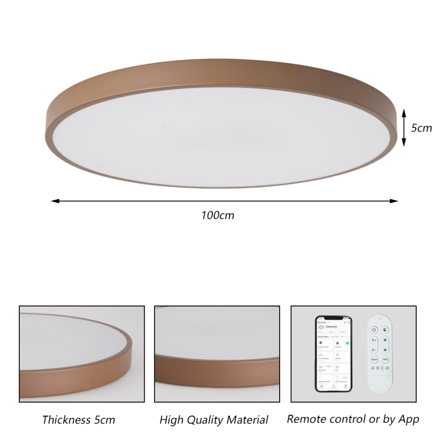Brilagi - Dæmpbar LED-armatur POOL SMART LED/128W/230V Ø 100 cm 3000–6000K Wi-Fi Tuya + fjernbetjening brun