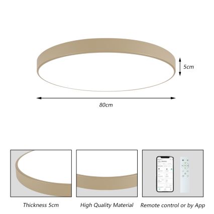 Brilagi - Dæmpbar LED-loftlampe POOL SMART LED/100W/230V 3000-6000K 80 cm beige Wi-Fi Tuya + fjernbetjening