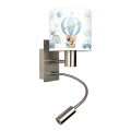 Brilagi - LED fleksibel børnevæglampe BOBO 1xE27/25W/230V + LED/3W mat krom/hvid/blå/med bamser