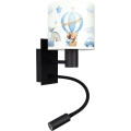 Brilagi - LED fleksibel børnevæglampe BOBO 1xE27/25W/230V + LED/3W sort/hvid/blå/bamser