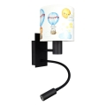 Brilagi - LED fleksibel børnevæglampe BOBO 1xE27/25W/230V + LED/3W sort/hvid/dyremotiv