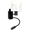 Brilagi - LED fleksibel børnevæglampe BOBO 1xE27/25W/230V + LED/3W sort/hvid/enhjørninger