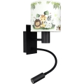 Brilagi - LED fleksibel børnevæglampe BOBO 1xE27/25W/230V + LED/3W sort/hvid/grøn/junglemotiv