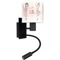Brilagi - LED fleksibel børnevæglampe BOBO 1xE27/25W/230V + LED/3W sort/hvid/lyserød/balletsko