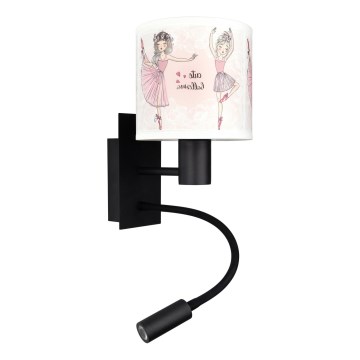 Brilagi - LED fleksibel børnevæglampe BOBO 1xE27/25W/230V + LED/3W sort/hvid/lyserød/balletsko
